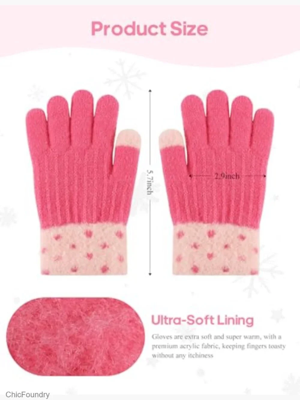 6 Pairs Kids Winter Gloves Stretchy Knitted Soft Warm Full Finger